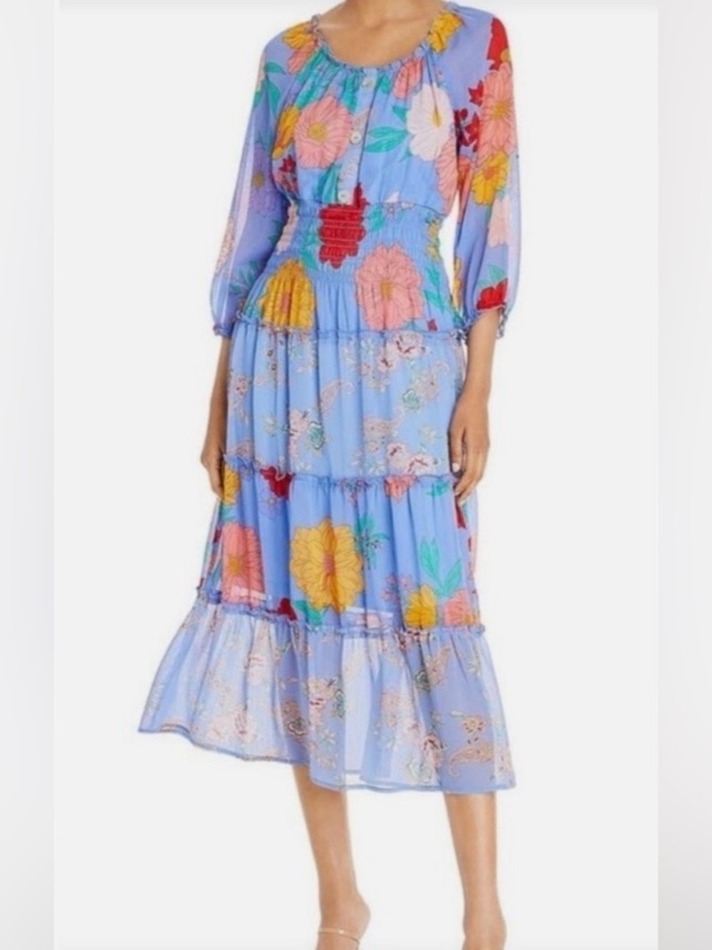 Figueroa & flower 
Light Blue Floral Tiered Midi Dress